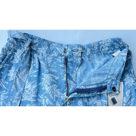 Zara Womens Blue Printed Belted Cuffed Printed Lyocell Shorts Size 4 US - Picture 4 of 8
